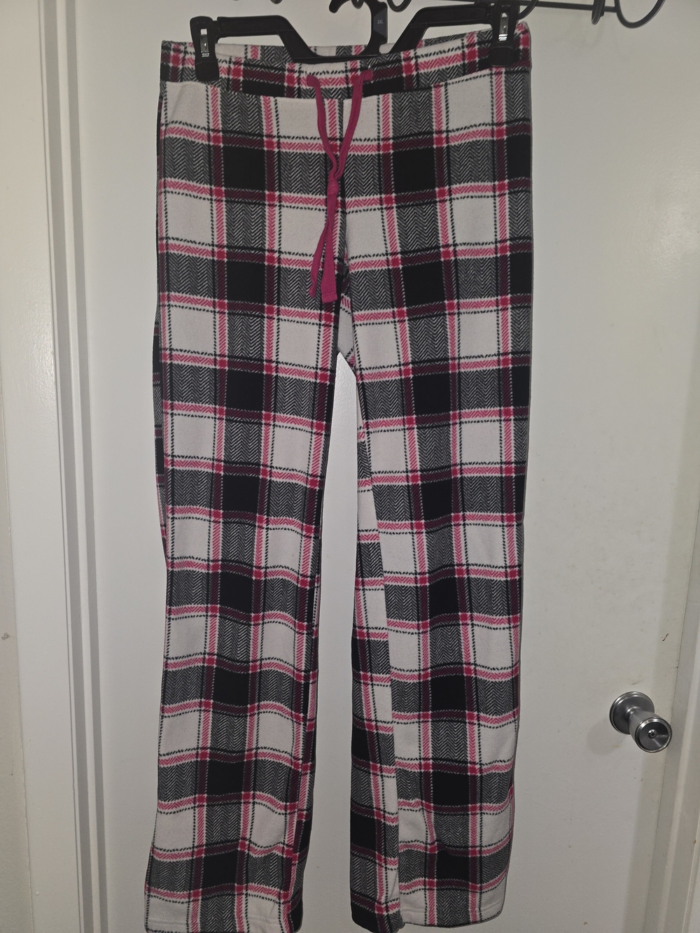 Old Navy Black, White and Pink Plaid Wide-Leg Pants